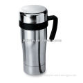 stainless steel coffee mug with hand